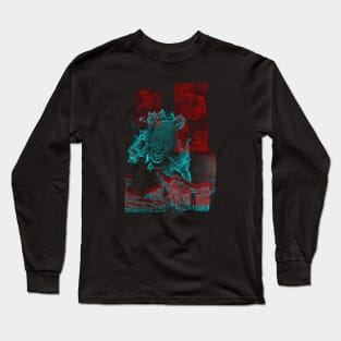 Digital Glitch Art Cursed Internet Image Design #6 Long Sleeve T-Shirt